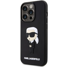 Заредете изображение във визуализатора на галерията – Original Pouch KARL LAGERFELD hardcase Rubber Ikonik 3D KLHCP14L3DRKINK for Iphone 14 Pro Black
