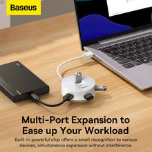 Заредете изображение във визуализатора на галерията – BASEUS HUB 4in1 USB to USB 3.0 + 3xUSB 2.0 CAHUB-F02 white
