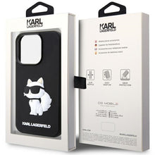 Заредете изображение във визуализатора на галерията – Original Pouch KARL LAGERFELD hardcase Rubber Choupette 3D KLHCP14X3DRKHNK for Iphone 14 Pro Max Black
