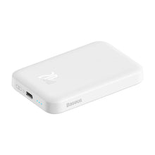 Заредете изображение във визуализатора на галерията – Baseus Magnetic power bank with inductive charging MagSafe 15W / PD fast charging 20W 6000mAh white (Overseas Edition) + Xiaobai Series cable USB-C - USB-C 60W 3A 0.5m white
