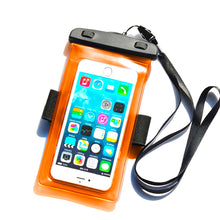 Заредете изображение във визуализатора на галерията – Waterproof case with a PVC phone band - orange
