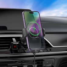 Заредете изображение във визуализатора на галерията – Borofone Car holder BH204 Blue Charm with induction charging to air vent black
