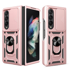 Заредете изображение във визуализатора на галерията – Hybrid Armor Camshield case for Samsung Galaxy Z Fold 4 armored case with camera cover pink
