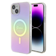 Заредете изображение във визуализатора на галерията – Original Case GUESS IML Iridescent Magsafe hardcase GUHMP15MHITSP for Iphone 15 Plus pink
