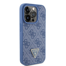 Заредете изображение във визуализатора на галерията – Original Case GUESS hardcase Leather 4G Triangle Strass GUHCP15LP4TDPB for Iphone 15 Pro Blue
