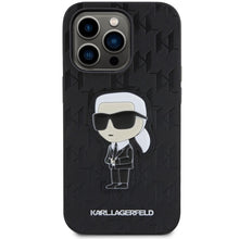 Заредете изображение във визуализатора на галерията – Original Pouch KARL LAGERFELD Saffiano Monogram Ikonik KLHCP14XSAKHPKK for Iphone 14 Pro Max Black
