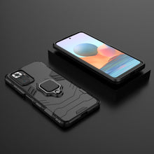 Заредете изображение във визуализатора на галерията – Ring Armor Case Kickstand Tough Rugged Cover for Xiaomi Redmi Note 10 Pro black - TopMag
