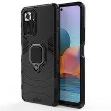 Заредете изображение във визуализатора на галерията – Ring Armor Case Kickstand Tough Rugged Cover for Xiaomi Redmi Note 10 Pro black - TopMag
