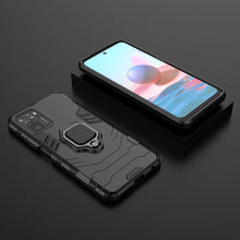 Заредете изображение във визуализатора на галерията – Ring Armor Case Kickstand Tough Rugged Cover for Xiaomi Redmi Note 10 / Redmi Note 10S black - TopMag
