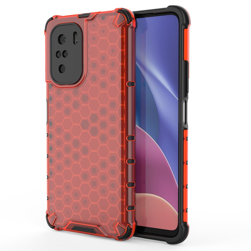 Honeycomb Case armor cover with TPU Bumper for Xiaomi Redmi K40 Pro+ / K40 Pro / K40 / Poco F3 red - TopMag