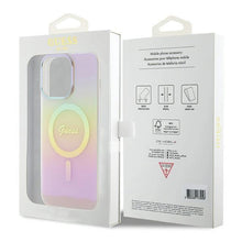 Заредете изображение във визуализатора на галерията – Guess IML Iridescent MagSafe case for iPhone 15 Pro - pink
