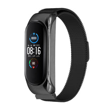 Заредете изображение във визуализатора на галерията – Replacement Metal Wristband Magnetic Bracelet Strap For Xiaomi Mi Band 6 / Mi Band 5 / Mi Band 4 / Mi Band 3 Black - TopMag
