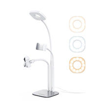 Заредете изображение във визуализатора на галерията – Ugreen Tripod Live Streaming Kit YouTube TikTok Selfie Phone Holder Ring Light LED Ring Flash White (60318) - TopMag
