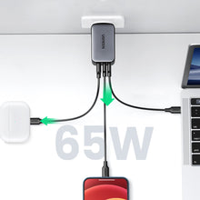 Заредете изображение във визуализатора на галерията – Ugreen gaN mains charger 2x USB Type C / 1x USB 65W Power Delivery grey (10335) - TopMag
