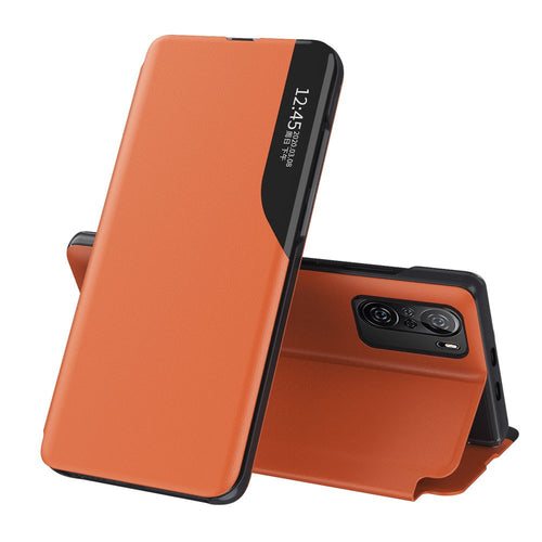 Eco Leather View Case Elegant Flip Cover Case with Stand Function Xiaomi Redmi K40 Pro + / K40 Pro / K40 / Poco F3 Orange - TopMag