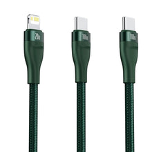 Заредете изображение във визуализатора на галерията – Baseus Flash Series 2in1 USB Typ C - USB Typ C / Lightning fast charging cable Power Delivery Quick Charge 100 W 1,2 m green (CA1T2-F06) - TopMag
