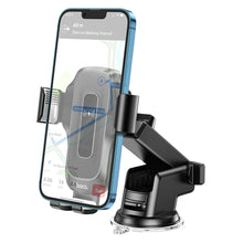 Заредете изображение във визуализатора на галерията – HOCO car phone holder on center console / window with wirelles charging 15W Wise HW3 black
