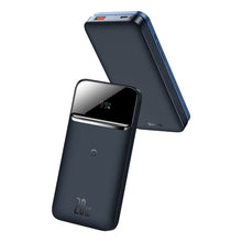 Заредете изображение във визуализатора на галерията – Baseus powerbank 10000 mAh 20 W (Power Delivery / Quick Charge) 10 W magnetic Qi wireless charger (compatible with MagSafe for iPhone) blue (PPMT-03) - TopMag
