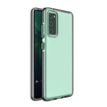 Заредете изображение във визуализатора на галерията – Spring Case clear TPU gel protective cover with colorful frame for Samsung Galaxy A02s EU black - TopMag

