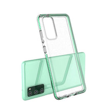 Заредете изображение във визуализатора на галерията – Spring Case clear TPU gel protective cover with colorful frame for Samsung Galaxy A02s EU light blue - TopMag
