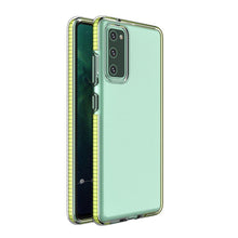 Заредете изображение във визуализатора на галерията – Spring Case clear TPU gel protective cover with colorful frame for Samsung Galaxy A02s EU yellow - TopMag
