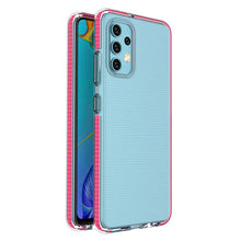 Заредете изображение във визуализатора на галерията – Spring Case clear TPU gel protective cover with colorful frame for Samsung Galaxy A32 4G light pink - TopMag
