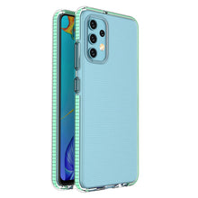 Заредете изображение във визуализатора на галерията – Spring Case clear TPU gel protective cover with colorful frame for Samsung Galaxy A32 4G mint - TopMag
