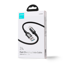 Заредете изображение във визуализатора на галерията – Joyroom USB cable - micro USB 2.4A for fast charging and data transfer 1.2 m black (S-UM018A10)
