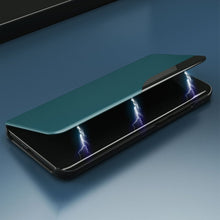 Заредете изображение във визуализатора на галерията – Eco Leather View Case elegant bookcase type case with kickstand for Xiaomi Redmi Note 10 / Redmi Note 10S blue - TopMag
