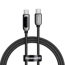 Заредете изображение във визуализатора на галерията – Baseus USB Type C - USB Type C cable 100 W (20 V / 5 A) 1 m Power Delivery with display screen power meter black (CATSK-B01) - TopMag
