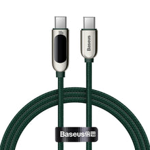 Заредете изображение във визуализатора на галерията – Baseus USB Type C - USB Type C cable 100 W (20 V / 5 A) 1 m Power Delivery with display screen power meter green (CATSK-B06) - TopMag
