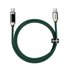 Заредете изображение във визуализатора на галерията – Baseus USB Type C - USB Type C cable 100 W (20 V / 5 A) 1 m Power Delivery with display screen power meter green (CATSK-B06) - TopMag
