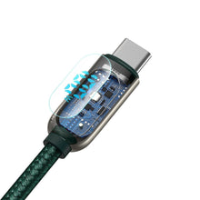 Заредете изображение във визуализатора на галерията – Baseus USB Type C - USB Type C cable 100 W (20 V / 5 A) 1 m Power Delivery with display screen power meter green (CATSK-B06) - TopMag
