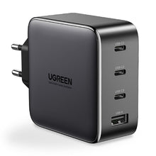 Заредете изображение във визуализатора на галерията – Ugreen GaN fast charger 3x USB Type C / USB Power Delivery 3.0 QuickCharge 4+ FCP SCP AFC 100W EU black (CD226 40747) - TopMag
