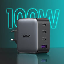 Заредете изображение във визуализатора на галерията – Ugreen GaN fast charger 3x USB Type C / USB Power Delivery 3.0 QuickCharge 4+ FCP SCP AFC 100W EU black (CD226 40747) - TopMag
