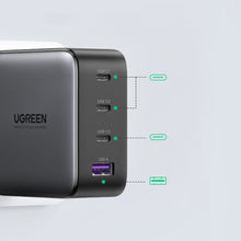Заредете изображение във визуализатора на галерията – Ugreen GaN fast charger 3x USB Type C / USB Power Delivery 3.0 QuickCharge 4+ FCP SCP AFC 100W EU black (CD226 40747) - TopMag
