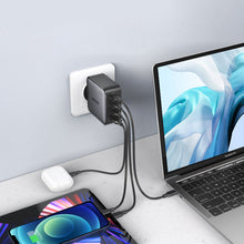 Заредете изображение във визуализатора на галерията – Ugreen GaN fast charger 3x USB Type C / USB Power Delivery 3.0 QuickCharge 4+ FCP SCP AFC 100W EU black (CD226 40747) - TopMag
