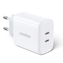 Заредете изображение във визуализатора на галерията – Ugreen charger 2x USB Type C 40W Power Delivery white (10343) - TopMag
