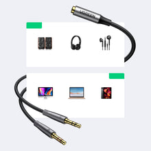 Заредете изображение във визуализатора на галерията – Ugreen AUX splitter cable 3.5 mm mini jack (female) - 2x 3.5 mm mini jack (male - microphone and headphones) silver (AV193 50255) - TopMag
