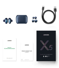Заредете изображение във визуализатора на галерията – Ugreen in -ear wireless headphones TWS Bluetooth 5.0 waterproof IPX5 aptX blue (WS108 50648) - TopMag
