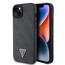 Заредете изображение във визуализатора на галерията – Original Case GUESS - hardcase Leather 4G Diamond Triangle GUHCP15SP4TDPK for Iphone 15 Black
