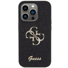 Заредете изображение във визуализатора на галерията – Original faceplate case GUESS GUHCP15LHG4SGK for iPhone 15 PRO (Fixed Glitter Big 4G / black)
