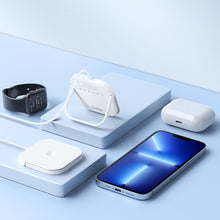 Заредете изображение във визуализатора на галерията – Duzzona 3in1 universal wireless charger for smartphones (Qi, MagSafe), Apple Watch and Airpods 15W white (W7)
