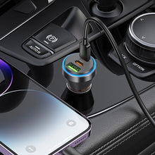 Заредете изображение във визуализатора на галерията – HOCO car charger USB QC 18W + 2 x Type C 30W PD60W NZ12D transparent black
