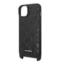 Заредете изображение във визуализатора на галерията – Karl Lagerfeld KLHCP14MSTMK iPhone 14 Plus 6.7" hardcase black/black Monogram Plaque Logo Strap
