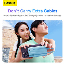 Заредете изображение във визуализатора на галерията – Baseus Comet Series powerbank with display 20000mAh 22.5W - blue + USB-A - USB-C cable 0.3m - white
