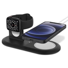 Заредете изображение във визуализатора на галерията – SPIGEN MAGFIT DUO APPLE MAGSAFE &amp; APPLE WATCH CHARGER STAND BLACK - TopMag
