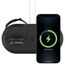 Заредете изображение във визуализатора на галерията – SPIGEN MAGFIT DUO APPLE MAGSAFE &amp; APPLE WATCH CHARGER STAND BLACK - TopMag
