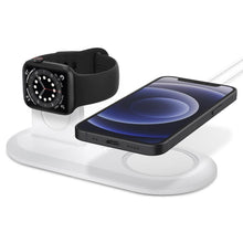 Заредете изображение във визуализатора на галерията – SPIGEN MAGFIT DUO APPLE MAGSAFE &amp; APPLE WATCH CHARGER STAND WHITE - TopMag
