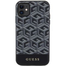 Заредете изображение във визуализатора на галерията – Original Case GUESS hardcase GCube Stripes MagSafe GUHMN61HGCFSEK for Iphone 11/ Xr black
